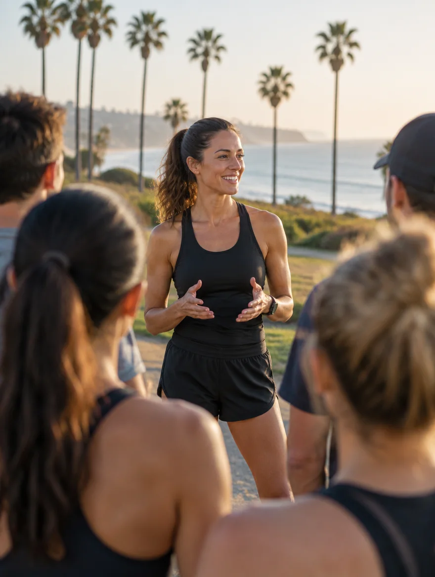 A run club host with her group
